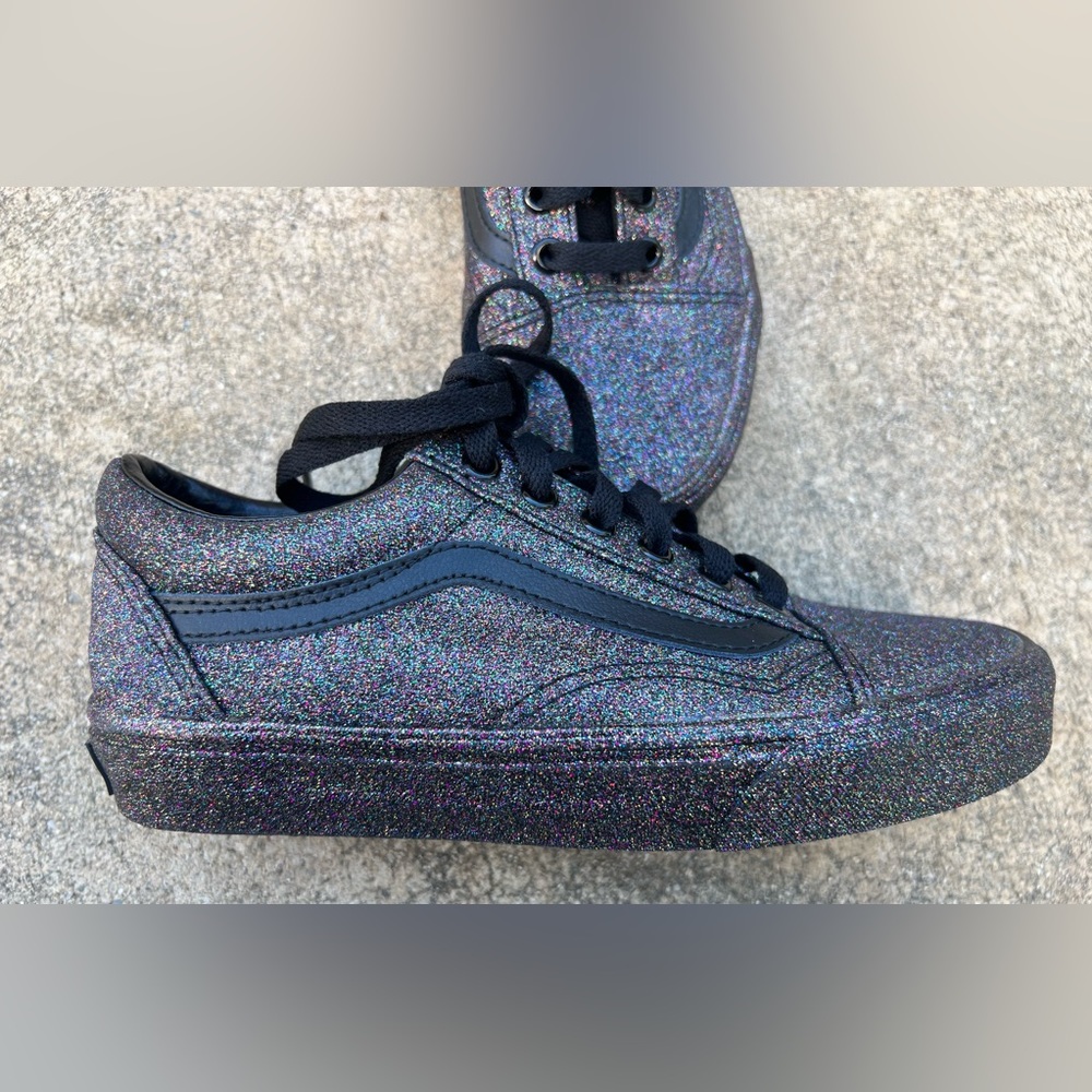 Black laces Glitter Vans Womens 6.5 Brand New